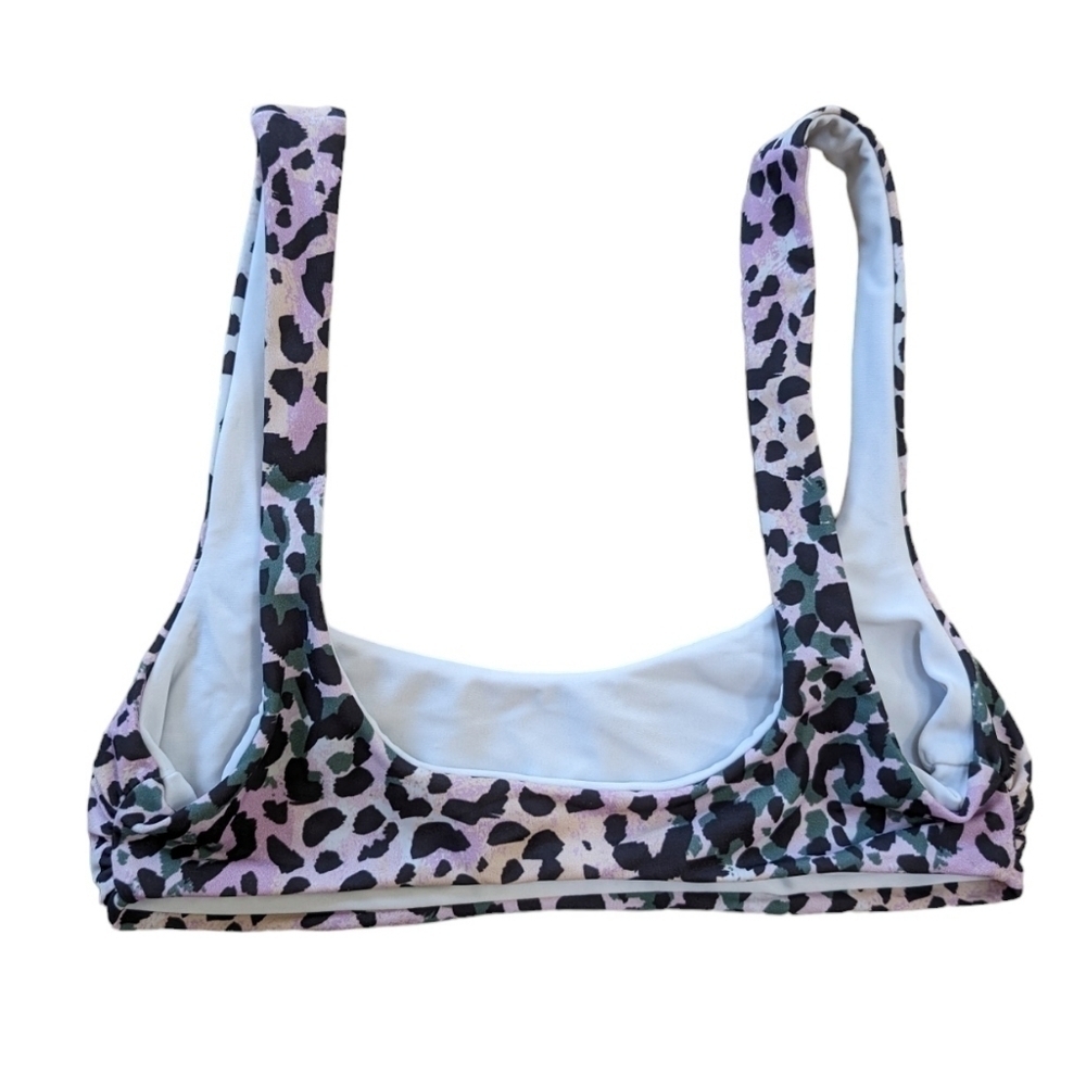 Veronica Beard Celeste Bikini Swim Top Lilac Multi Leopard Print XS - Picture 5 of 6